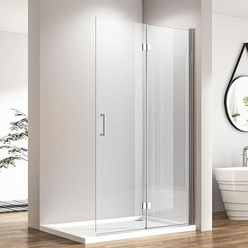 Duschwand Walk-in Falttür 80x195cm Walk in Dusche Faltbar Duschkabine, Falttür Glas Duschabtrennung Duschtrennwand aus 6mm ESG NANO Sicherheitsglas, Duschtür Glaswand Höhe 195cm