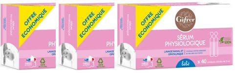 GIFRER | Physiologisches Serum | Nasenhygiene | Ohrenspülung | Wunden waschen | Befeuchtungswirkung | Set mit 3 Kartons à 40 x 5 ml