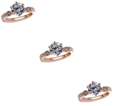 PACKOVE 3st Valentinstag Ringe Hochzeit Verlobungsringe Ringe Für Frauen Bandringe Für Damen Ringe Aus Roségold Frauenringe Versilberte Ringe Jubiläumsringe Kristall Fräulein Hochzeitsring