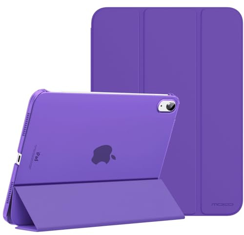 MoKo Hülle für iPad (A16) 11. Generation, iPad 10. Gen, Purpurschwarz | Für iPad11/10.9 Zoll Hülle 2025/2022,Schlanke Stand Schutzhülle mit Hart PC Transluzenter Rückseite, Unterstützt Touch ID