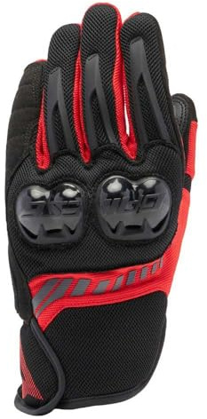 Dainese - Mig 3 Air Gloves, Guantes de Moto de Verano, Tejido Ventilado, Protectores de Nudillos, Pantalla Táctil, Hombre, Negro/Rojo Lava, XL