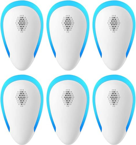 Ultrasonic Pest Repeller(6 Pack), Electronic Mouse Repeller Plug in Bug Repellent for Control Mice, Mosquitoes, Spiders, Cockroaches, Ants, Bugs, Fleas, Harmless to Pets and Human