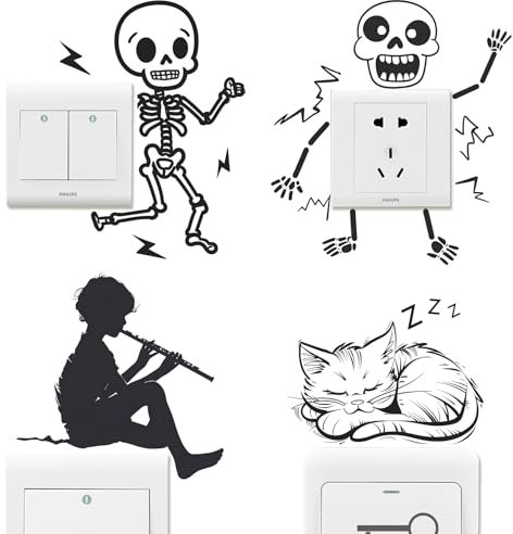 Adhesivo de vinilo extraíble para interruptor de electrocución para interruptor de luz, toma de corriente, computadora, dormitorio, guardería, decoración de pared