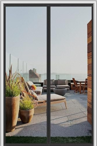Fliegengitter Balkontür 125x210 cm,Magnet Fliegengitter Tür,Fliegenvorhang Terrassentür Magnete Türe Ohne Bohren, Fliegennetz Balkon Insektenschutz Tür,Leistungsstarke Magnete Dichtung,Schwarz