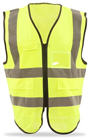 Natudeco Warnweste, reflektierende Sicherheitsweste, gut sichtbare Polyester-Arbeitskleidung, Sicherheitsarbeitskleidung mit Tasche für Arbeiter, Ingenieur (M)
