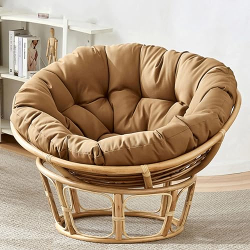KIUGOP Papasan Chair Cushion, Round Papasan Cushion, Polyrattan Hanging Chair, Light Brown, 120 x 120 cm