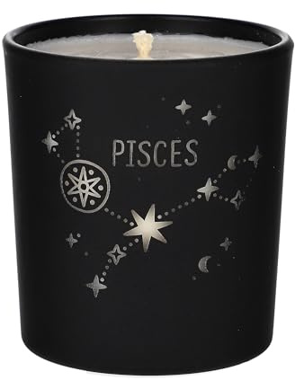 ORIGINALWAX Duft Kerze Sternzeichen Fisch (Pisces) aus Soja Wachs Schwarz Handgemacht Duftkerzen Sandelholz im Glas Tierkreiszeichen Vegan Candle 180g Geschenkidee 40 Stunden Brennen