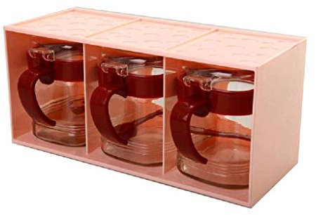 CYYHGD Gewürzbox-Set für die Küche – 3 Gewürzboxen mit separatem Griff, Gewürzbox, Gewürzglas, Menage mit Deckel und Löffel