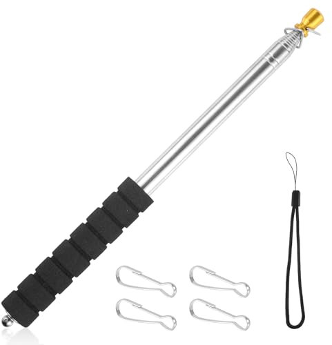 NQEUEPN 8.2ft Telescopic Handheld Flagpole, Extendable Banner Pole Retractable Tour Guide Flag Pole Pointer with Clips Lightweight Teaching Pointer Stick for Tourist Guide Teachers (Black)