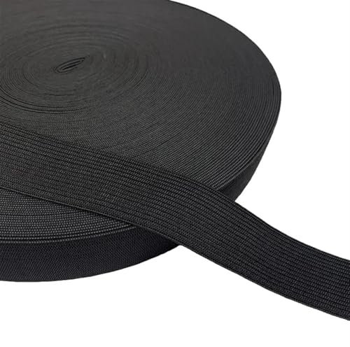 XPJYUA Gummiband 5yards Flache Breite Schwarz Weiß Nähen Elastische Gummiband Nylon Gurtband Kleidungsstück Nähzubehör(25mm-Black)