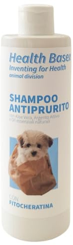 Shampoo Cani Antiprurito ad Azione Calmante ed Antisettica (250ml) Shampoo Cani Pelo Lungo e Corto Ideale per Pelli Sensibili, per Risolvere il Prurito Cane, Contiene Olii Essenziali, Made in Italy
