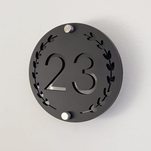 Round Garland Personalisiertes Hausnummernschild aus Acryl, 3D, zweifarbige schwebende Zahlen (glänzend), für drinnen und draußen, perfekt für Zuhause, Hotels, Apartments und Geschäft.