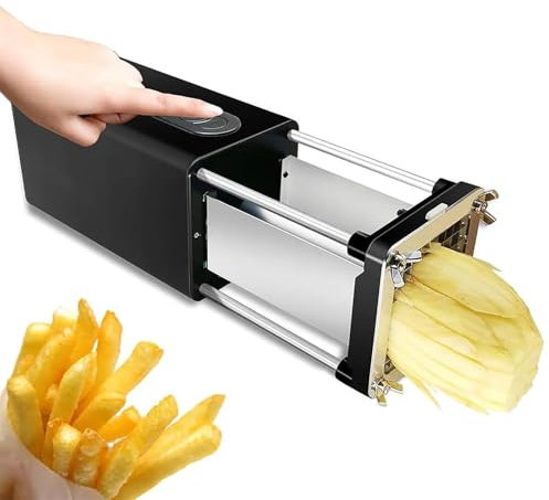 LHQYA Pommes-Frites-Schneider, Elektrischer Pommes-Frites-Schneider, Mit 1/2-Zoll-, 3/8-Zoll-Klinge, 3 Tasten Für Einfache Bedienung/leicht Zu Reinigen/feine Klinge Für Einfaches Schneiden