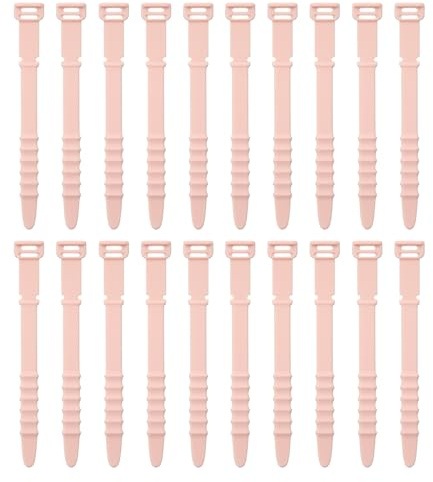 sourcing map 20pcs Reusable Cable Ties 4.45 Silicone Adjustable Zip Ties Straps for Electrical Cords Organizer Earphones Phone Charger Home Office Table Desk, Pink