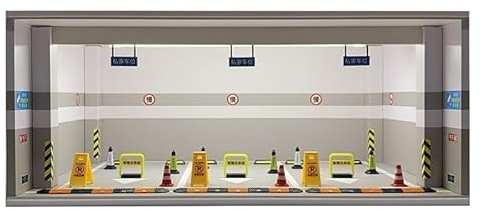 Vitrina de garaje 1:18 con tres espacios de estacionamiento simulación escena de modelo de cochera acrílico modelo de coche a prueba de polvo caja de exhibición subterránea juguetes estacionamientos