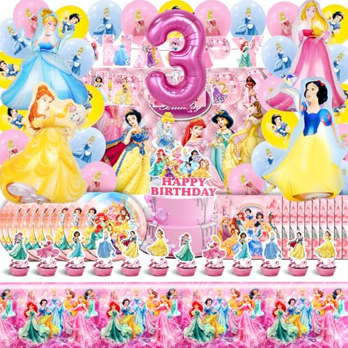 Decoración Cumpleaños Princes 3 Años, Telón de Fondo Princesas, Cumpleaños Globos Latex, Globo de Aluminio, Decoracion Princesas Infantil