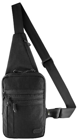 M-Tac Schultertasche mit Pistolenholster – Verdeckte Trageweise für Kurzwaffen, MOLLE-kompatible Tactical Gun Bag, Cordura 1000D, Verstellbarer Gurt, YKK Reißverschluss, 5 zusätzliche Fächer, Black