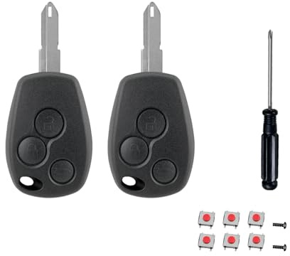 EcoJozon 2 Stück Schlüsselgehäuse 3 Tasten kompatibel mit Renault Dacia | Passend für Renault Master, Twingo, Kangoo, Modus, Clio und Trafic / ausgewählte Dacia Modelle / Ohne Elektronik