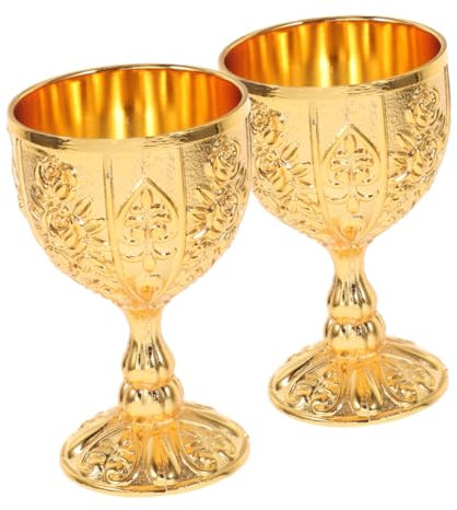 Luxshiny 2pezzi Calice Gotico Stile Europeo Motivo Floreale Coppa Cerimoniale Medievale Per Vino e Feste