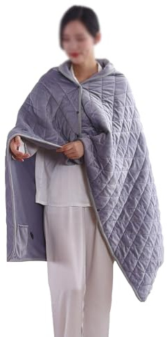 EternaHora 40x55 Cordless Heated Blanket, Portable Heated Blanket Battery Operated, Cozy Soft Wearable Heated Shawl, 3 Heat Settings, Auto-Off, Machine Washable(Grey,Shawl)