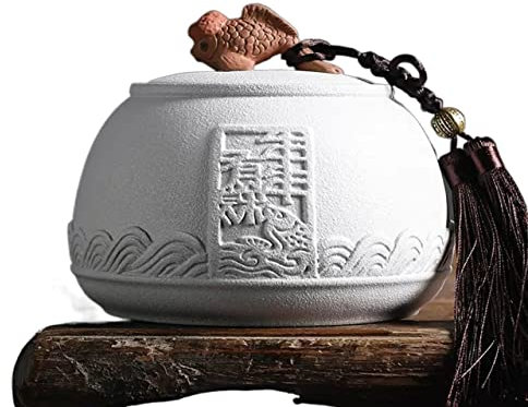 porta tè Barattolo for il tè sfuso in ceramica grezza retrò, contenitore for il tè, contenitore for il tè, barattolo for il tè, barattolo con coperchio ermetico e decorazione a forma di nappa di pesce