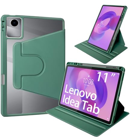 idudao Hülle für Lenovo Idea Tab, Drehbare Abdeckung mit Stifthalter, Schutzhülle Tablet Pad Lenovo Idea Tab 11 Zoll TB336FU, Dunkelgrün