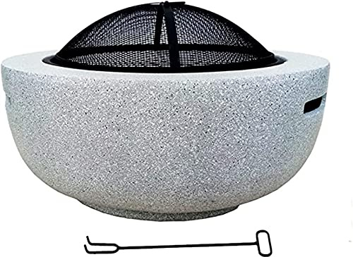 ZJFHEYUO Bracieri da Esterno, riscaldatori da Giardino, bracieri da Giardino, Patio, Camino da Giardino, Barbecue, Ciotola in Cemento Rotonda e a Legna per falò, Barbecue in Natur