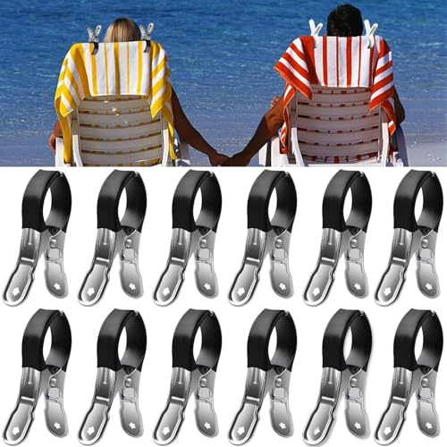 15 Morsetti Metallici Forti Morsetti Metallici Neri Grandi Mollettoni Telo Mare per Piscine per Il Bucato Quotidiano Teli da Spiaggia Asciugamani da Bagno e Fissaggio di Lenzuola (Nero)