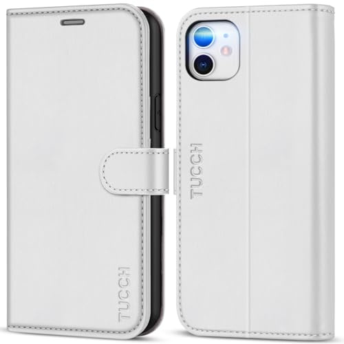 TUCCH Funda Cartera para iPhone 11 Cuero PU, Blanco | Tapa Plegable, Bloqueo RFID, Billetera Ranura para Tarjeta, Cierre Magnético, 6,1 pulgadas 2019