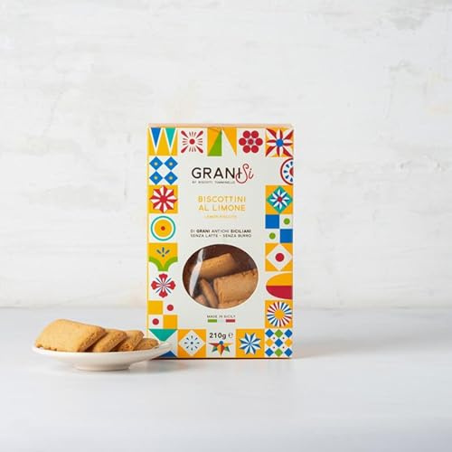 Tumminello | Granisi Biscotti al Limone | Specialità Siciliana Dolce | Biscotti Senza Burro Grani Antichi Siciliani | Artigianali al Limone - 210 Gr confezione da 6pz
