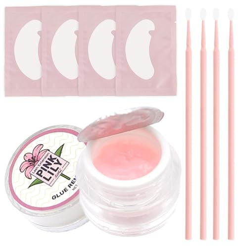 Eyelash Remover For Extensions - Lash Remover Set - Lily Lash Glue Remove Cream With 4 Pairs Eye Pads & 4 Micro Cotton Swabs - Quick & Precious Self Dissolve False Eyelash Glue