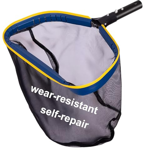 POOLAZA Pool Kescher 45cm Aluminiumrahmen Tiefsack für Schwimmbad Teich | Selbstheilendes Nylonetz, 45x36cm Tiefsack, Alukonstruktion, für Teleskopstangen, Aufstell-/Einbaupool