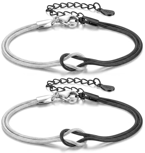 2 Stück Freundschaftsarmbänder Knoten Armband Damen, Partner Armbänder
