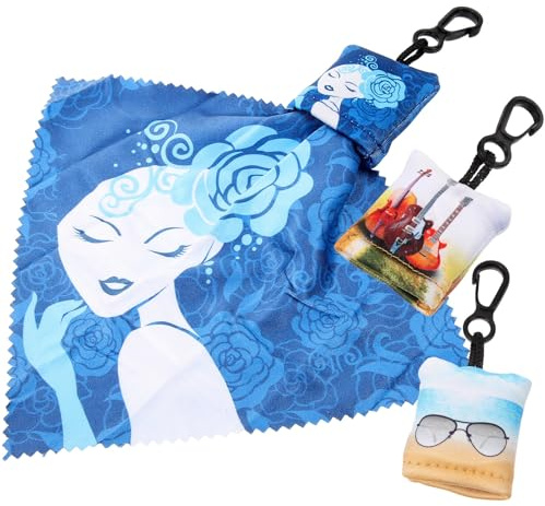 Paños de Limpieza de Lentes Llavero, 3 Piezas Compactas | Reutilizables, Ligeros y Portátiles, para Ordenador y Objetivo de Cámara, Fáciles de Llevar en Bolso o Mochila