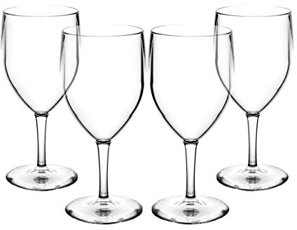 Roltex Lot de 6 grands verres à vin réutilisables en plastique polycarbonate incassable (300 ml à hauteur de 16,1 cm, diamètre max 7,7 cm) Alternative réaliste au verre