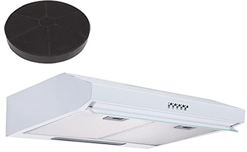 SIA VSR60WH 60cm White Visor Cooker Hood Kitchen Extractor Fan And Carbon Filter