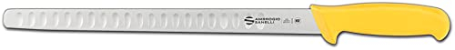 Sanelli Ambrogio S356.032Y Ambrogio Sanelli-Supra - Cuchillo salmón. Mango ergonómico de polipropileno, color amarillo. Hoja: Alveolata, de acero nitro-b inoxidable nitrógeno. 32 cm, acero inoxidable.