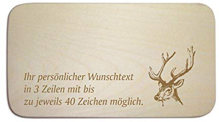 Frühstücksbrettchen « Hirsch » mit persönlicher Wunschgravur - Frühstück Schneidebrett - Geschenk Jäger Förster Waidmann