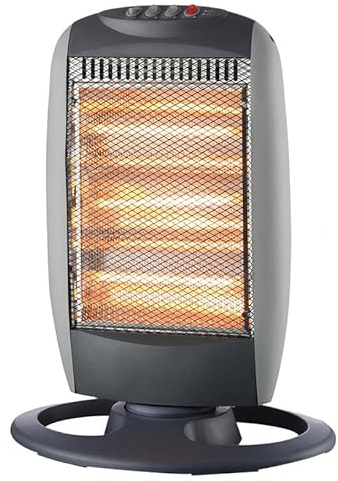 Palucart Stufa alogena Sole basso consumo elettrica 1200w con oscillazione automatica sistema di sicurezza colore grigio chiaro inserti grigio scuro -1097F1,3 - F