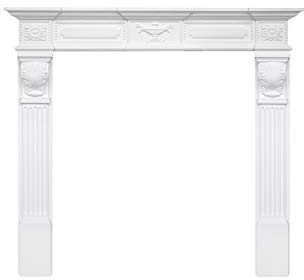 Kaminkonsole aus PU - Deko Kaminumrandung weiß Kaminsims Wohnzimmer (Komplettset K3004 150x130,5cm) dekoratives Kamingehäuse barock antik