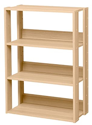 Iris Ohyama, Mobile contenitore/Ripiano portaoggetti/Modulo laterale/Piccolo contenitore, Modulare,Design, Ufficio, Casa - Open Wood Rack - OWR-600 - Marrone chiaro