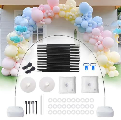 PlusFive Kit de arco de globos, juego de soporte de globo ajustable de 9 pies de alto y 10 pies de ancho con base rellenable de agua, para decoración de bodas, fiestas de cumpleaños