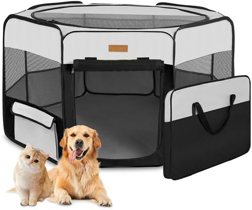 Hunde-Laufstall, Tragbarer Haustier-Laufstall für Katzen, Welpen, Kaninchen, Hühner, faltbares großes Fassungsvermögen, Haustierzelt für Indoor/Outdoor, Reisen, Camping