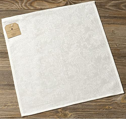 matches21 Serviette Stoffserviette Textil Mila Jaquard schlicht einfarbig weiß 39x39 cm Landhaus Baumwolle Leinen 1 STK