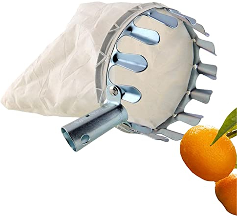 Bogoro Obstpflücker, Apfelpflücker, Obsternter Teleskop mit Stoffbeutel, Obstpflücker teleskop, Obsternter Aus Metall Passend Die Meisten Griffe(Silber), Praktischer Erntehelfer, Sliver