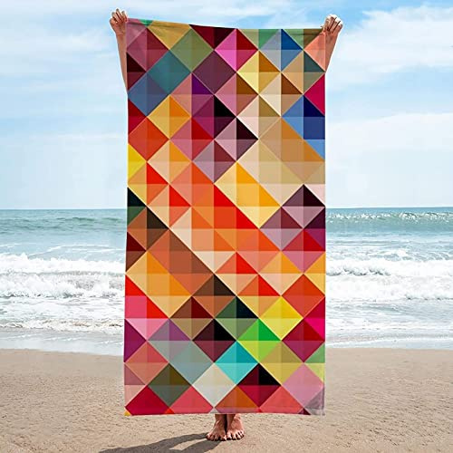 Handtuch Groß 100x200 cm Mikrofaser Strandtuch Geometrie Strandtuch Bunt, Badetuch Strandhandtuch Schnell Trocknendes Sandfreies Weiches Saunatuch, reisehandtuch, Badehandtuch