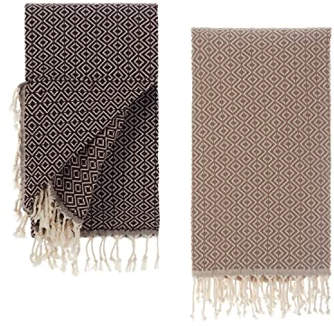 Tuiste Saunatuch Beige Braun 2er Pack, Saunakilt Damen und Herren, Strandtuch, Saunahandtuch, Picknickdecke, Hamamtuch%100 Baumwolle, Strandtücher, Strandhandtuch XXL, Badehandtuch 100x180