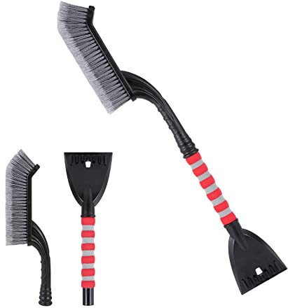 SNMIX Ice Scraper for Car Windscreen, 2-in-1 Ice Scraper with Snow Brush - Detachable, Ergonomic Foam Handle for Cars, Trucks and SUV, Black/Grey