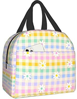XVBCDFG Bolsa de almuerzo aislada reutilizable para mujeres y niñas, bolsa de almuerzo con bolsillo frontal para adolescentes, niños, hombres, escuela, picni