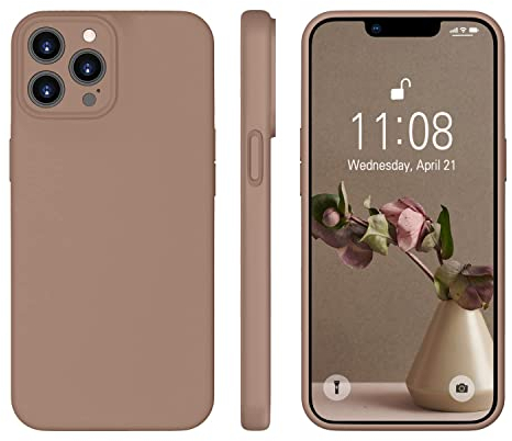 WXX iPhone 12 Pro Max Hülle Silikon Case, Hanyhülle iPhone 12 Pro Max Ultra Dünn mit Microfiber, Flüssig Silikon Gel Gummi Kratzfeste Schutzhülle Matt Hülle für iPhone 12 Pro Max 6.7'' Braun